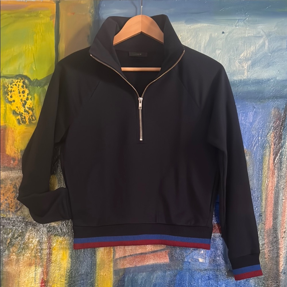 J. Crew women’s Navy quarter zip sports stripped Sweatshirt xs